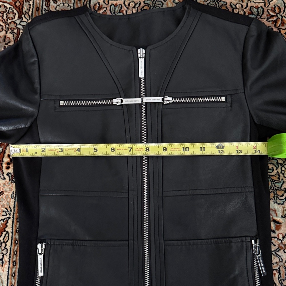 Michael Kors Black Leather Zip-Front Jacket - Picture 8 of 10